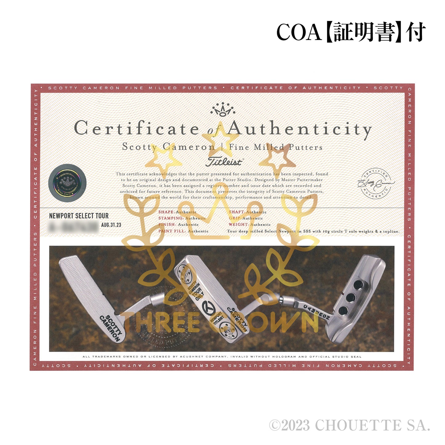 Your deep milled Select Newport in SSS with 10g circle T sole weights & a toplone【スギプロ企画】